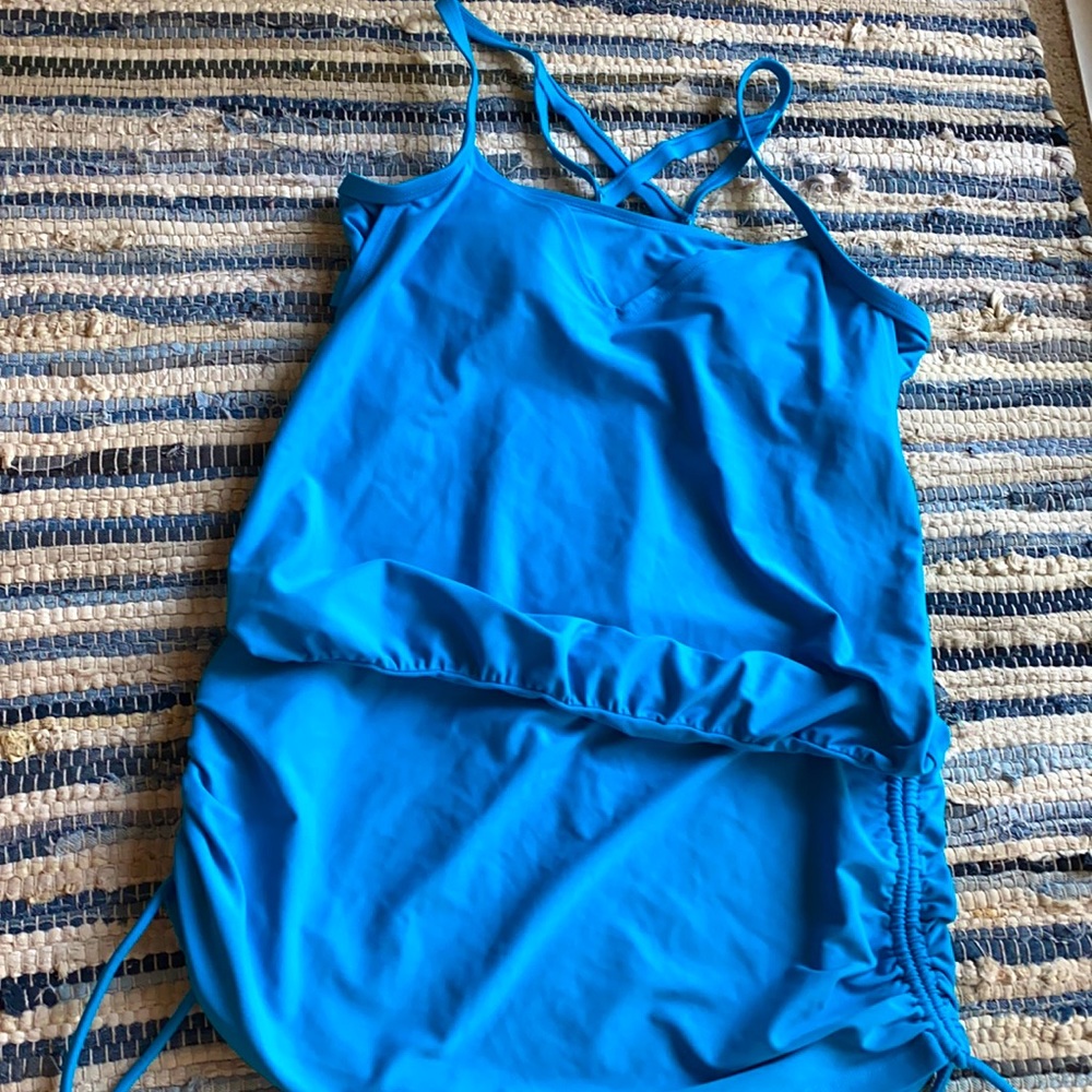Sol Collective swim dress rouched top aqua sz 8